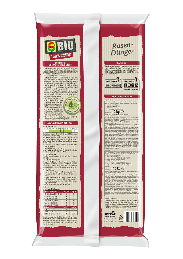 COMPO BIO Rasendünger Unkraut & Moos Stopp